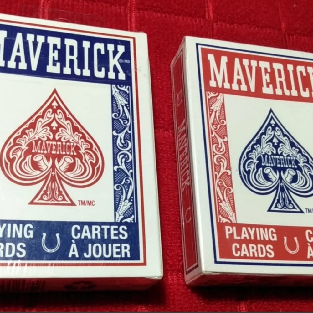 Lot of 2 New And Factory Sealed Maverick Playing Cards Red and Blue Decks